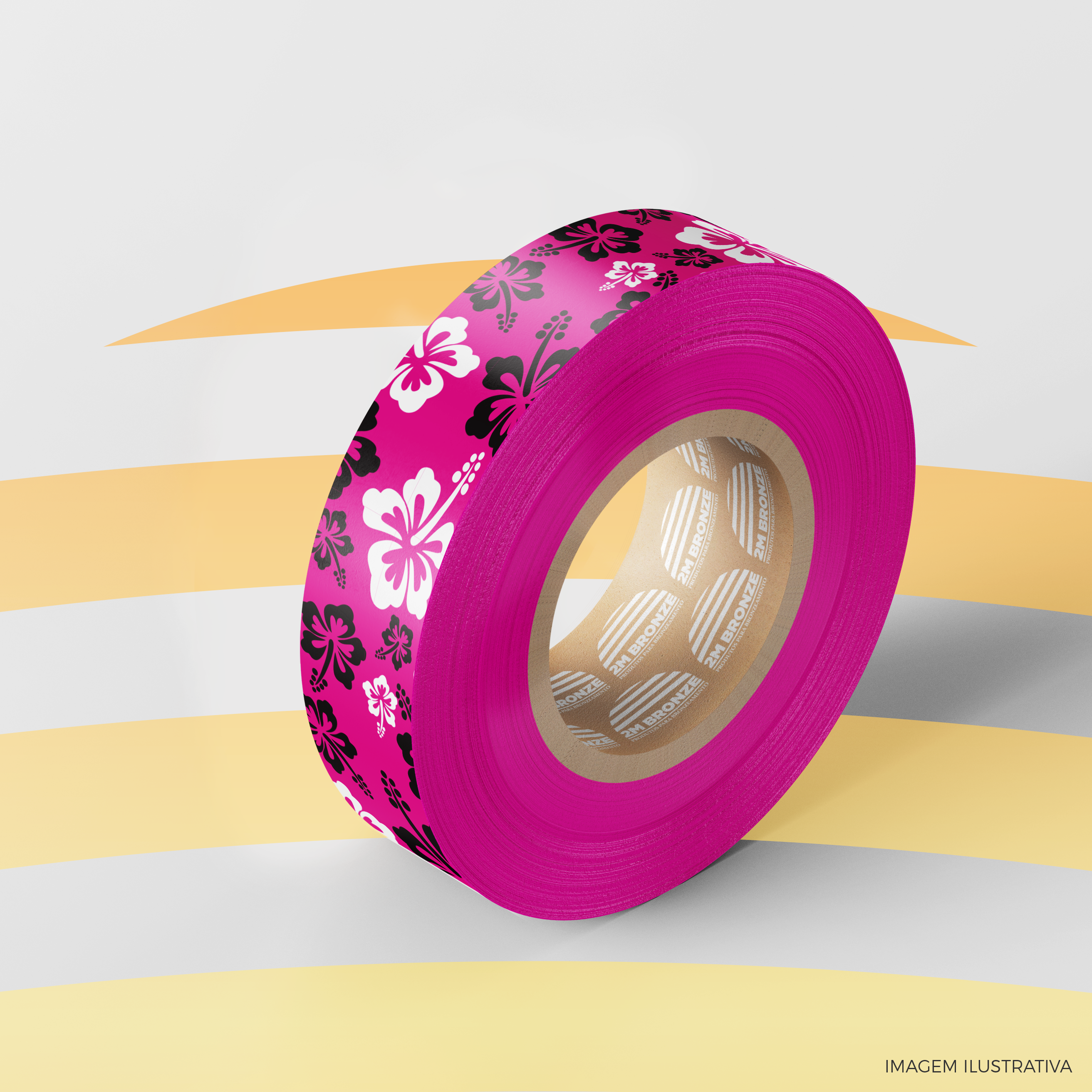Fita 2M Floral Rosa com Preto